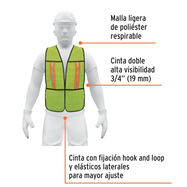 CHALECO DE SEGURIDAD VERDE REFLECTIVO 21026 PRETUL